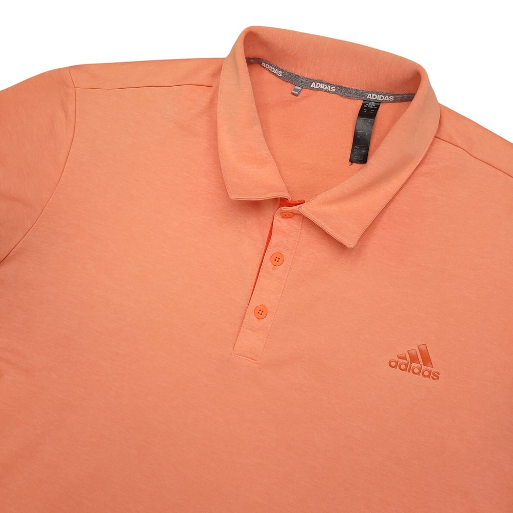 Adidas Men's 2XL Orange Short Sleeve Polo Shirt Performance Golf Casual